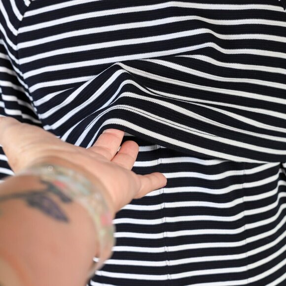 Cabi Size S blue/white stripe lightweight fitted nautical-themed jacket/trenchco - Picture 8 of 14